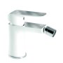 Baterie baie pentru bideu, Ferro Tina White 38011.1, cu ventil, monocomanda, finisaj alb