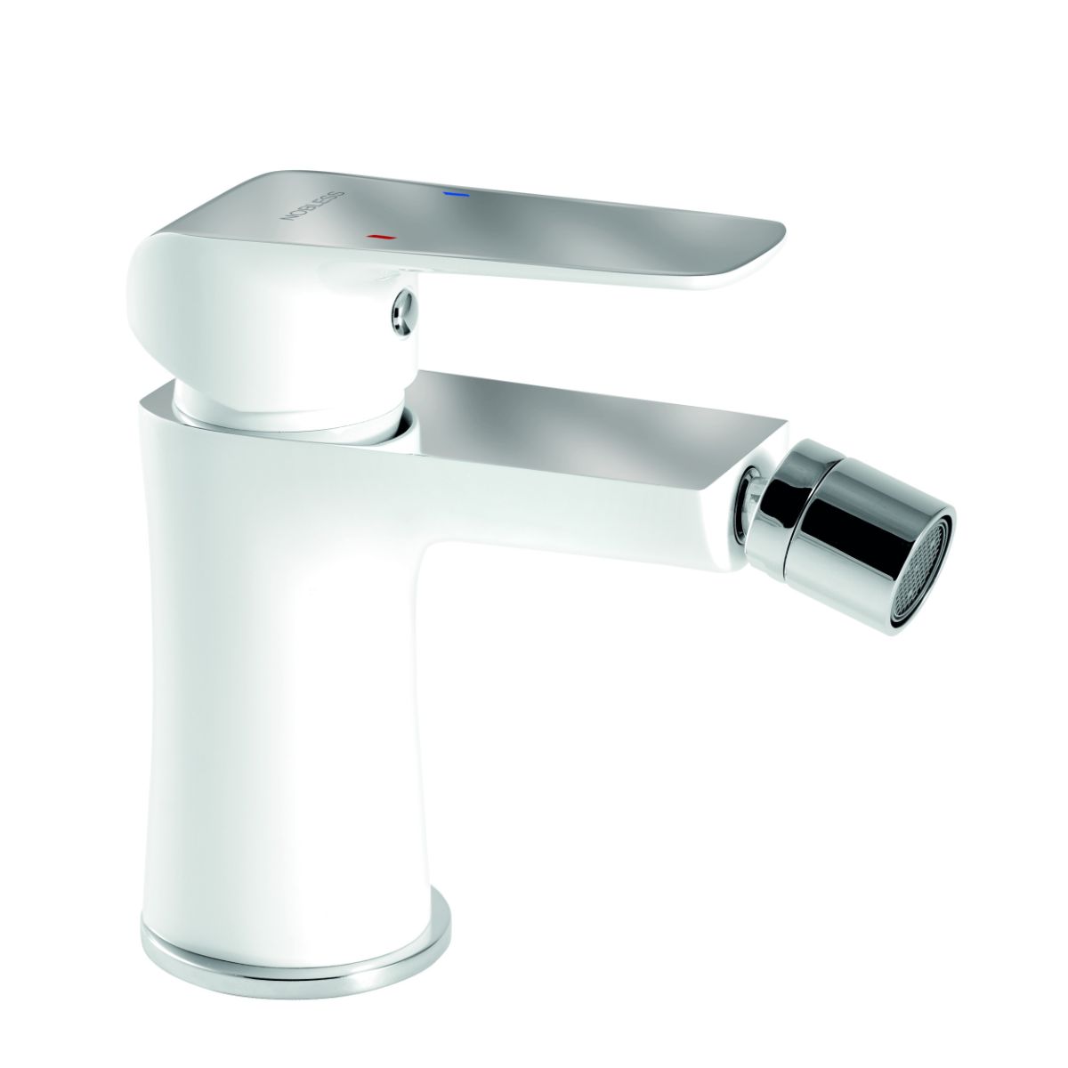 Baterie baie pentru bideu, Ferro Tina White 38011.1, cu ventil, monocomanda, finisaj alb