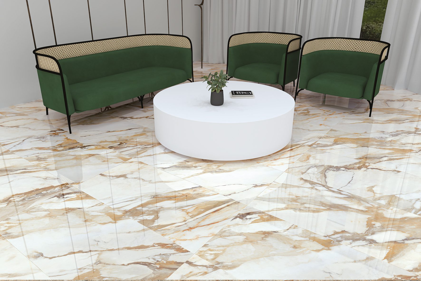 LUX – CALACATTA GOLD, gresie porțelanată, 120×60, alb - Image 2