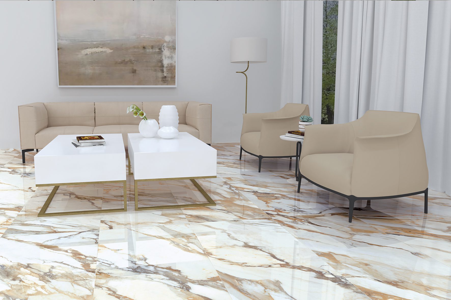 LUX – CALACATTA GOLD, gresie porțelanată, 120×60, alb - Image 3