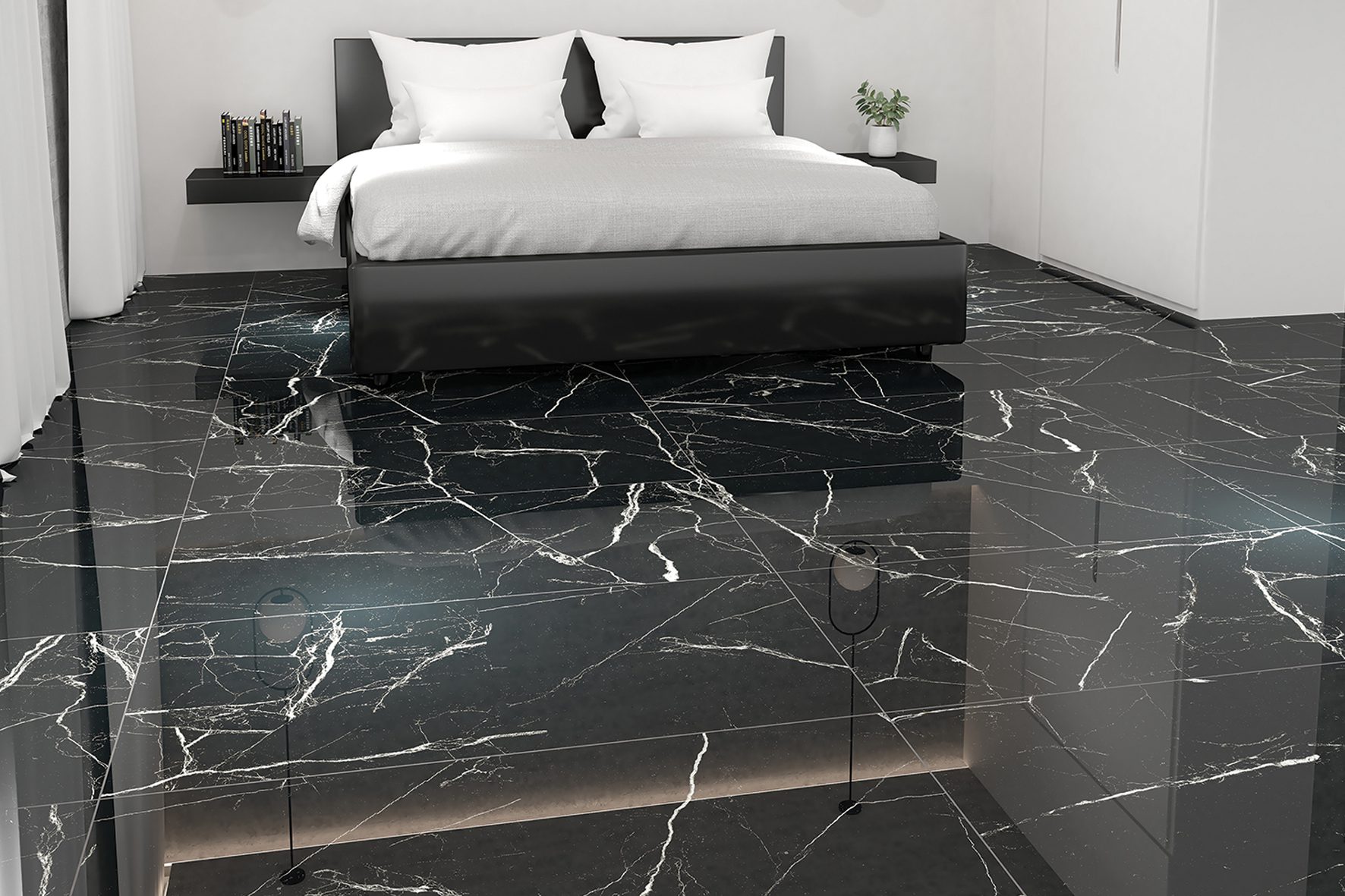 LUX – NERO, gresie porțelanată, 120×60 R, negru lucios NEW - Image 3