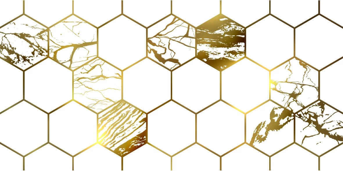 CROMATIC GLOSS, decor, 50×25 cm, gold hexagon